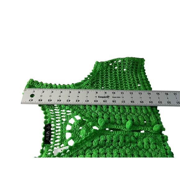 NWT Julia by LoveJ Womens Large Green Beige Crochet Vests Set Boho Sleeveless - Picture 7 of 13